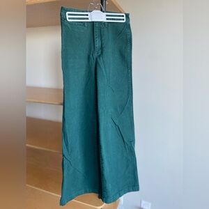 Madewell Slim Emmett Wide-Leg Pants in Emerald, Size 25